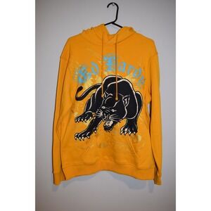 Ed Hardy Hoodie Mens Medium Gold Black‎ Panther Tattoo Graphic Pullover